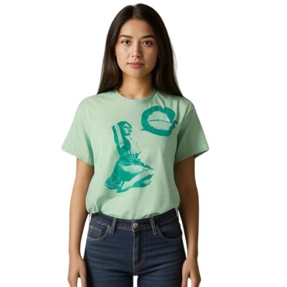 American Apparel Tops - American Apparel Pin Up Girl Graphic Light Green Tee Shirt Size S